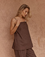 Sass India Embroidered Tunic Top Chocolate