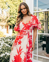 Ebby + I Bonnie Red Floral Maxi Dress