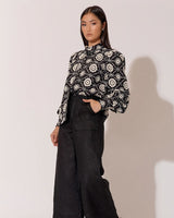 Adorne Gabriella Black Linen Wide Leg Pants