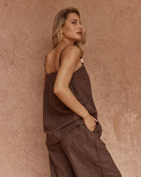 Sass India Embroidered Tunic Top Chocolate