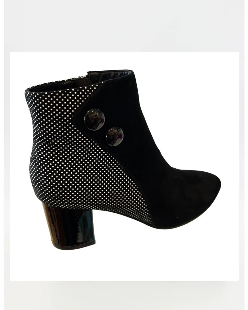 Vago Huffy Black Suede & Contrasts Leather  Ankle Boots