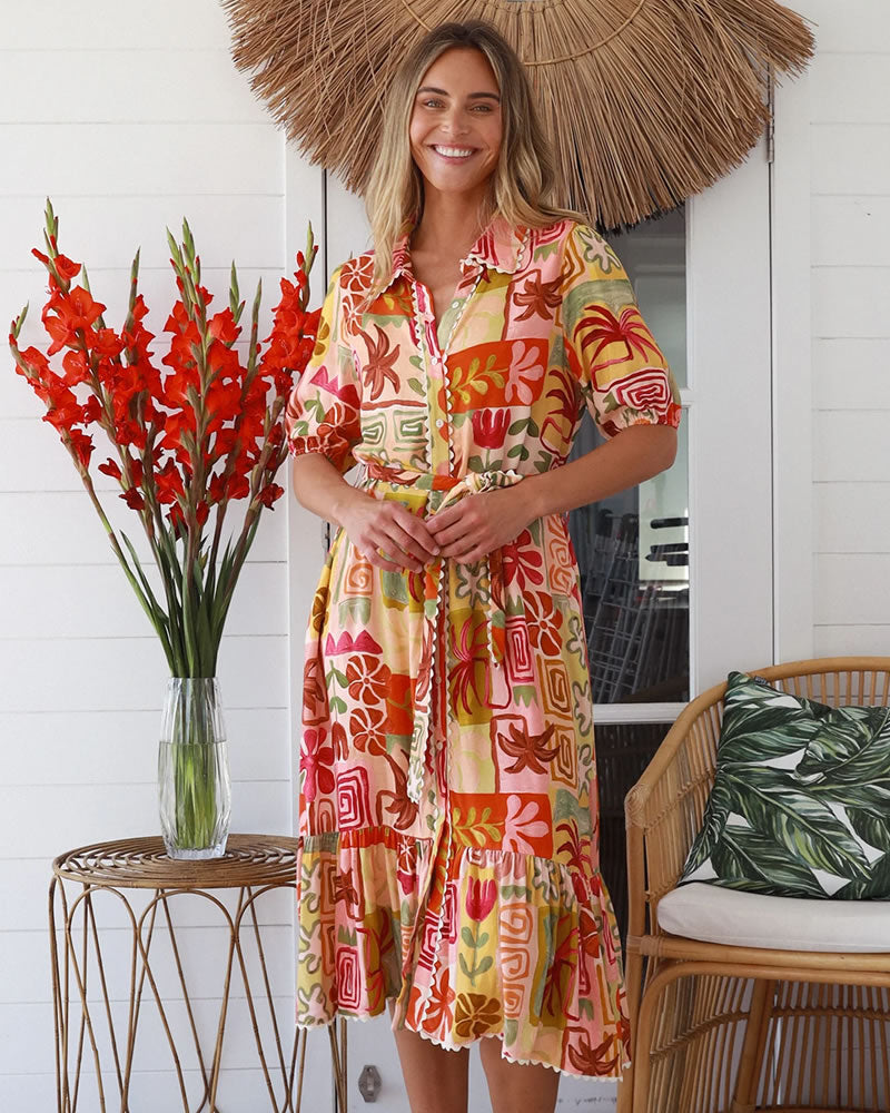 Salty Palm Natalie Short Sleeve Midi Dress