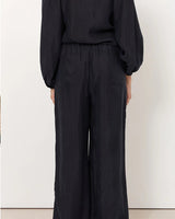 Adorne Asani Cupro Wide Leg Pants Navy