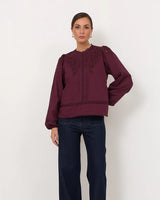 Adorne Lou Cut Out Lace Top Grape