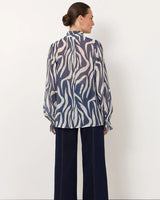 Adorne Sandra Long Sleeve Top Zebra Blue/White