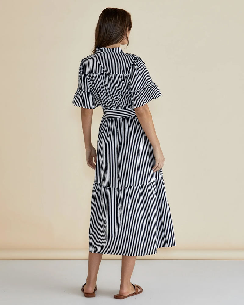 Betty Basics Jamilla Midi Dress Navy Stripe