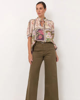 Adorne Adele Wide Leg Jeans Khaki