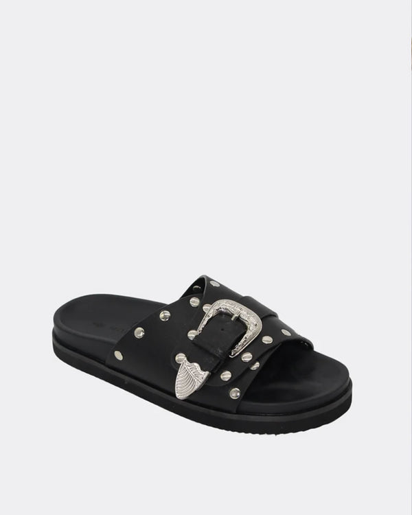  Human Shoes Aria Chunky Black Slides
