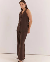Sass Nevra Side Panel Vest Chocolate Brown