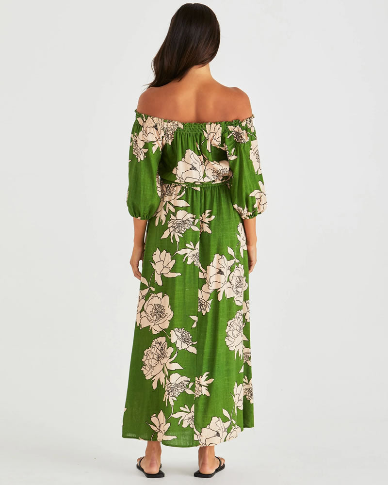 Sass Antonie Off Shoulder Dress Moonflower Green
