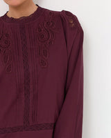 Adorne Lou Cut Out Lace Top Grape