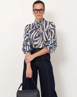 Adorne Sandra Long Sleeve Top Zebra Blue/White