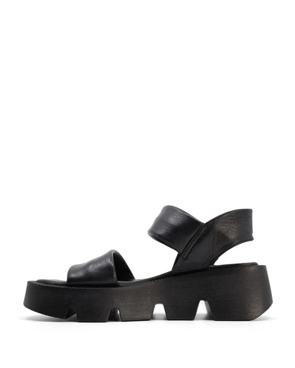  Luna Sole Novi Leather Chunky Black Sandals