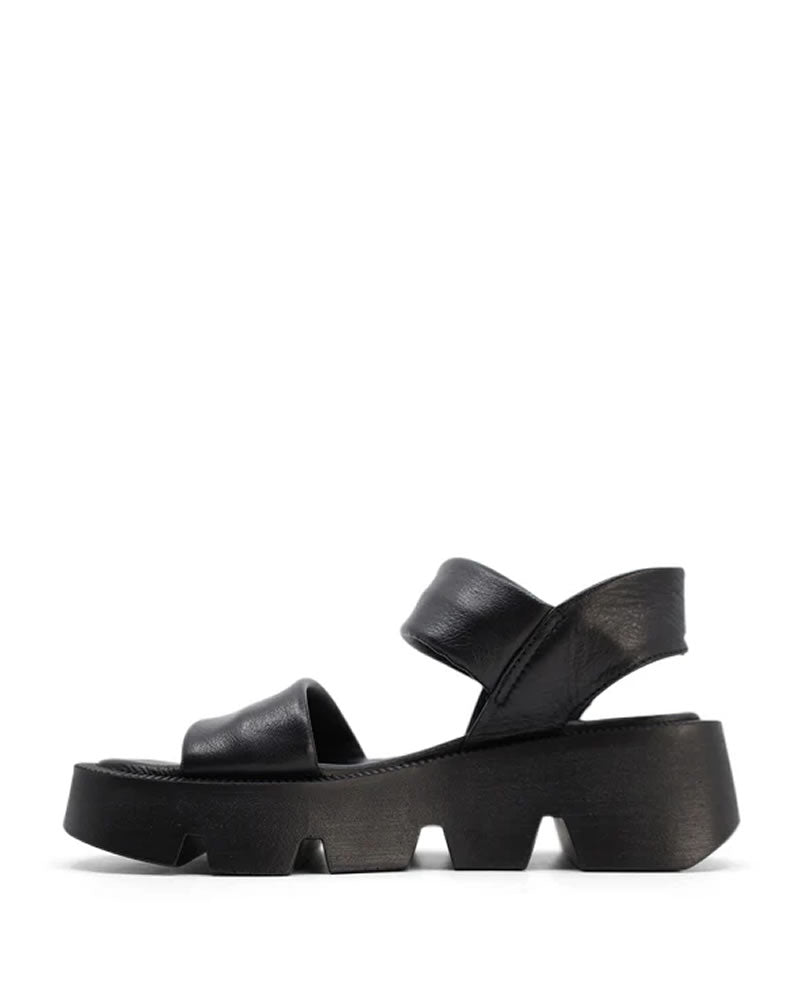 Luna Sole Novi Leather Chunky Black Sandals