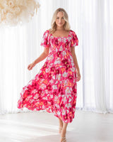 Ebby + I Lola Shirred Bodice Tiered Maxi Dress