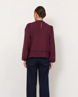 Adorne Lou Cut Out Lace Top Grape