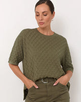 Adorne Adele Wide Leg Jeans Khaki