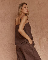 Sass Bellie Embroidered Pants Chocolate