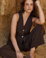 Sass Nevra Side Panel Vest Chocolate Brown