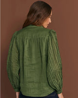 Adorne Rosy Pleated SleeveBlouse Khaki