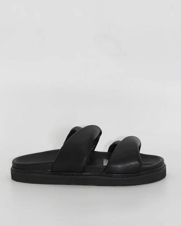  Human Shoes Tactful 2 Strap Twisted  Leather Slides