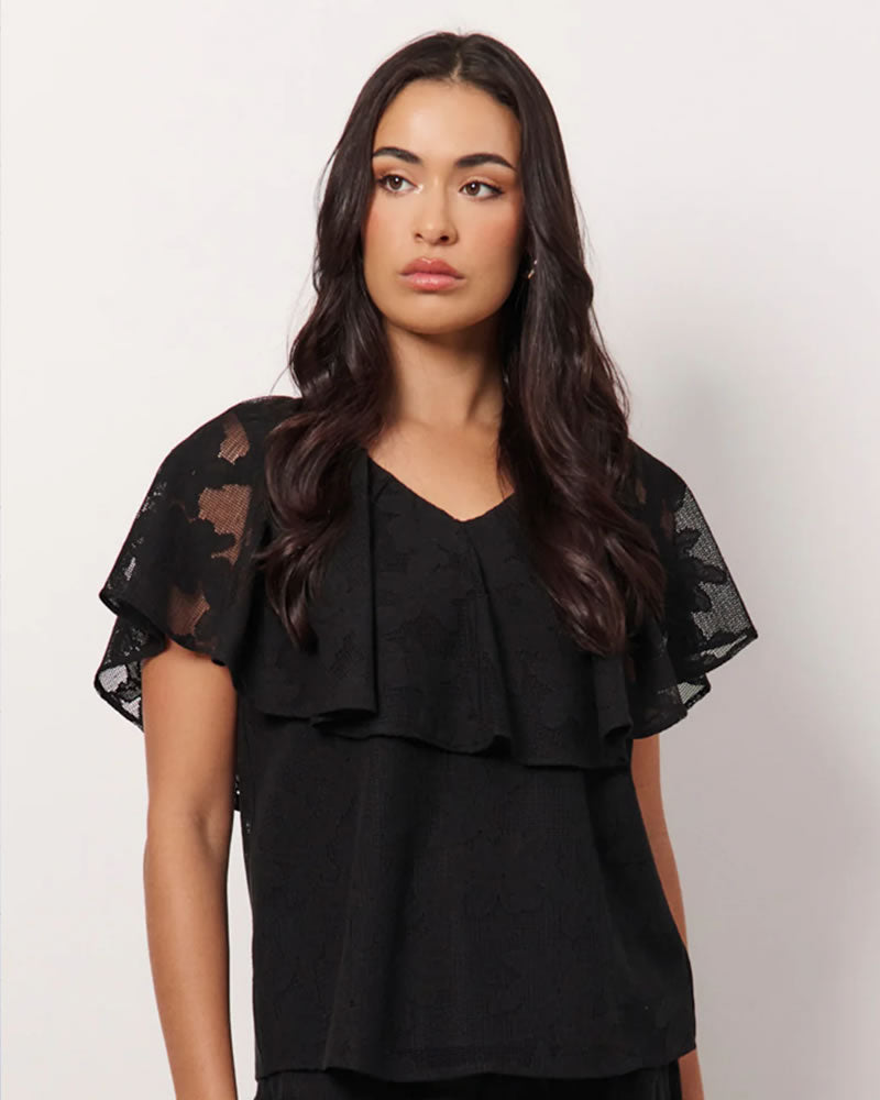 Adorne Mirra Frill Lace Top