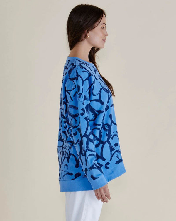  Betty Basics Palma Sweat Top Blue Floral
