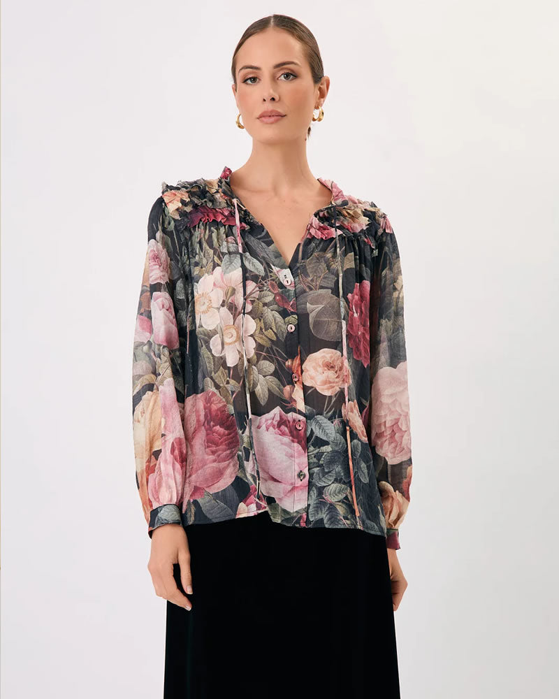 Adorne Carrie Floral Frill Shirt Floral