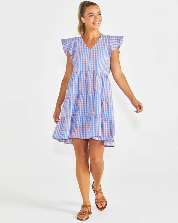  Sass Phillipa Gingham Check Tiered Dress