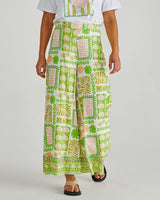 Sass Emmett Wide Leg Pants Green Patchwork