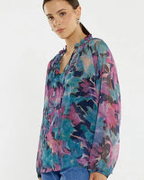 Sass Willow Tie Front Blouse Native Orchid Pink