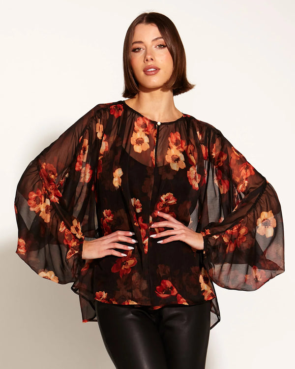  Fate + Becker Bloom Batwing Sleeve Top Rose Dust Floral