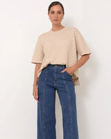 Adore Bethany Textured Knit Top Nude