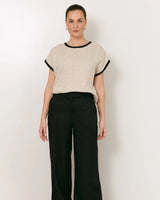 Adorne Easton Side Split Linen Pants Black