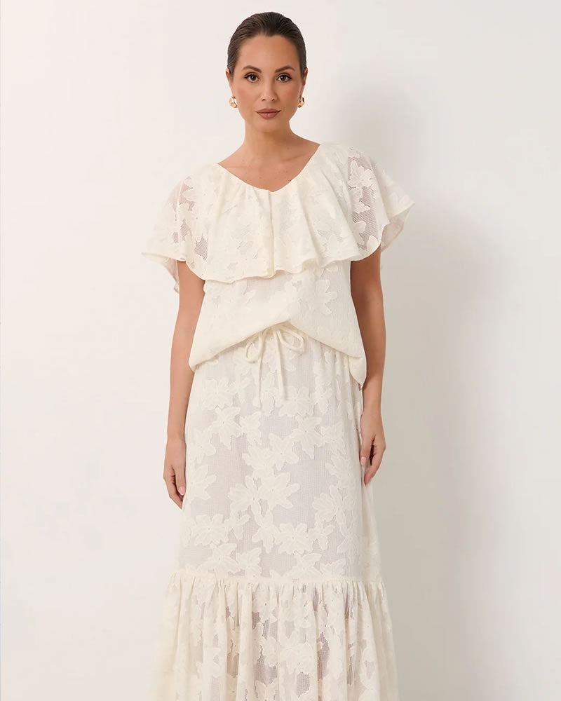 Adorne Mirra Frill Lace Top