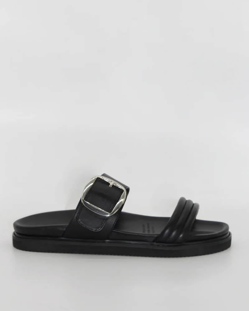 Human Shoes Bailey Black Leather Slides