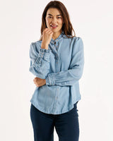 Betty Basics Belgium Lyocell Blouse Light Blue denim