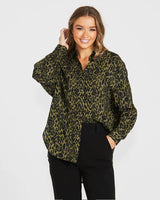 Sass Theo Khaki Animal Oversize Shirt