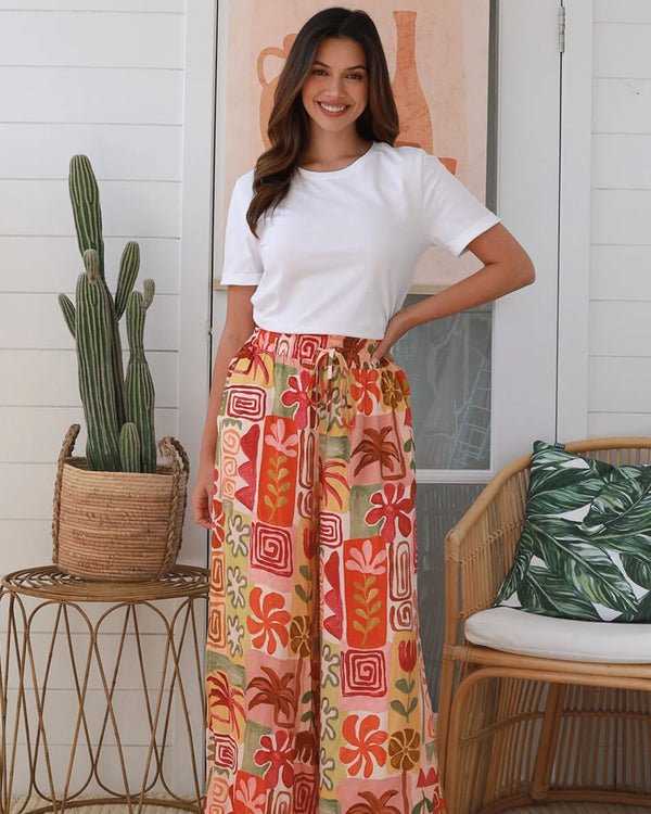  Salty Palm Natalie Wide Leg Pants Multi Print
