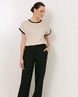 Adorne Easton Side Split Linen Pants Black