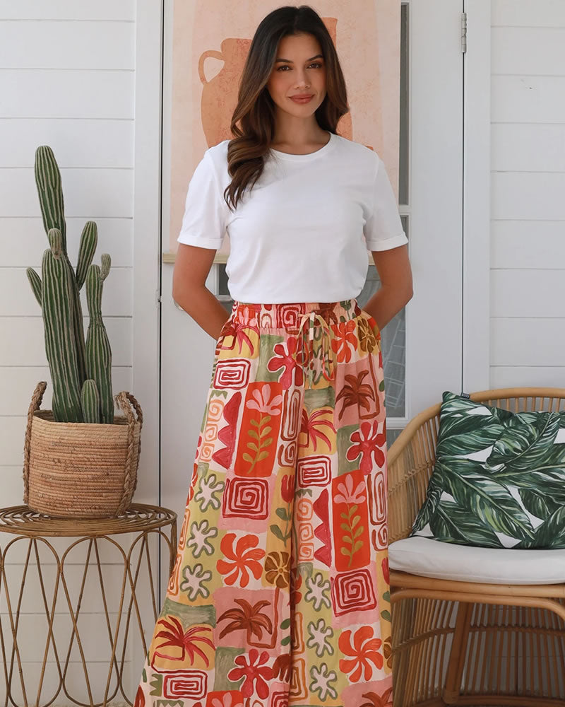 Salty Palm Natalie Wide Leg Pants Multi Print