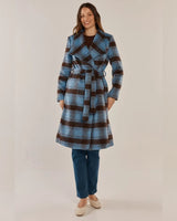 Betty Basics Britney Blue/Chocolate Check Coat