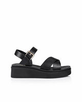 Verali Radar Black Flatform Strappy Sandals