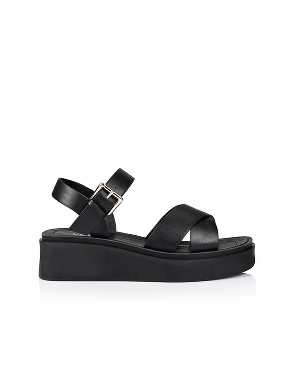  Verali Radar Black Flatform Strappy Sandals