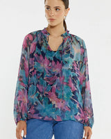 Sass Willow Tie Front Blouse Native Orchid Pink