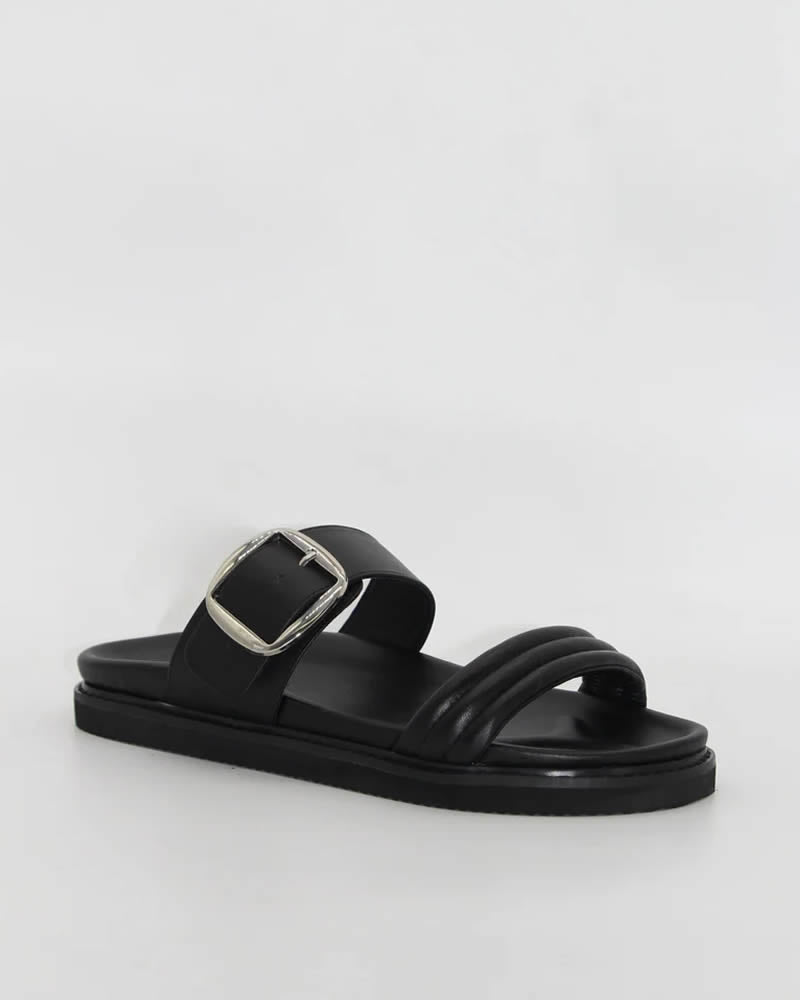 Human Shoes Bailey Black Leather Slides