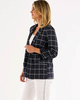 Betty Basics Check Jersey Blazer Navy