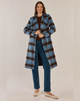 Betty Basics Britney Blue/Chocolate Check Coat