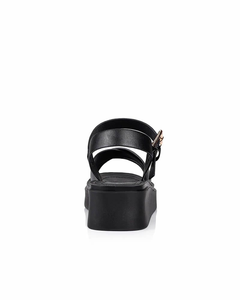 Verali Radar Black Flatform Strappy Sandals