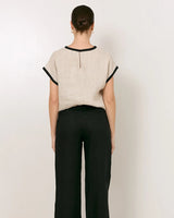 Adorne Easton Side Split Linen Pants Black